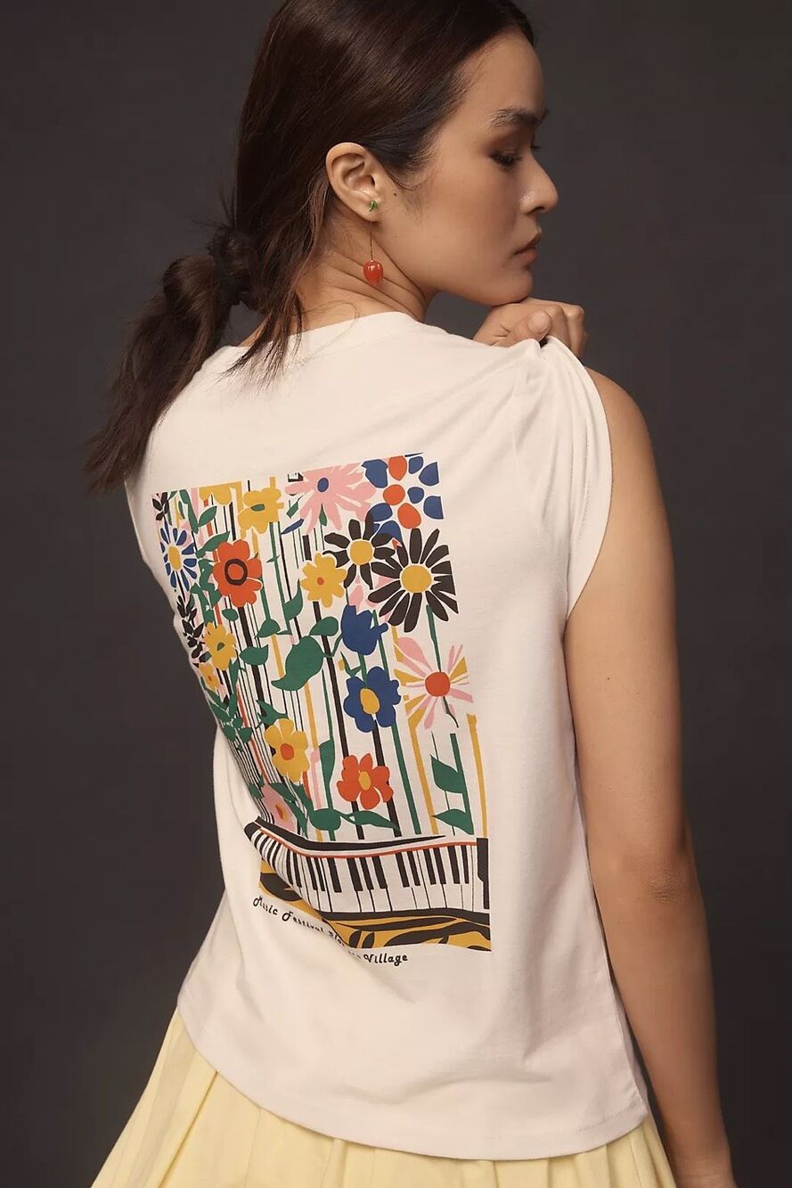 Anthropologie X Wild Fever Studio Music Festival Graphic Tee XS NEW